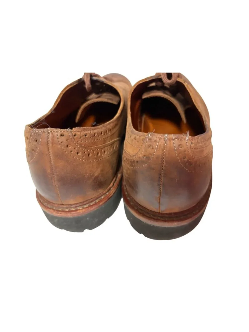 Allen Edmonds Mens Size 9.5 Wingtip Brown Leather Lace Tie Shoes 4600S Thousand